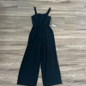 Old Navy Black linen blend wide leg jumpsuit size XS
